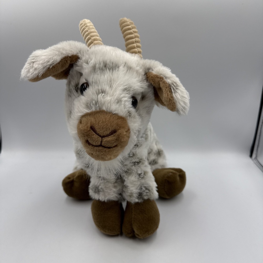 The Petting Zoo Wild Onez Speckled White Goat Plush 8" Stuffed Animal
